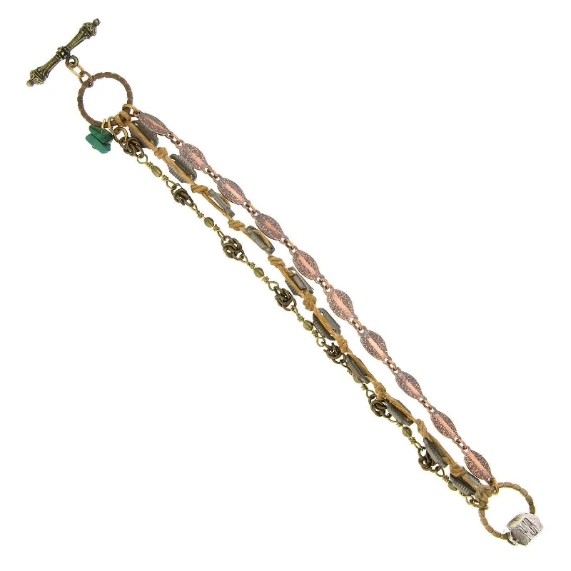 Shop Stylish Jewelry Now And Save Big T.R.U. Waxed Linen Woven Chain Bracelet Accented With Gemstone Malachite