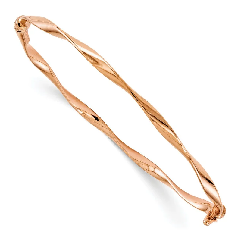 Get Your Favorite Jewelry At The Best Price 3mm 14k Rose Gold Polished Twisted Hinged Bangle Bracelet