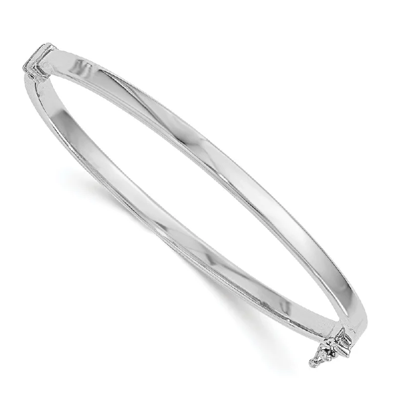 Special Sale On Handcrafted Jewelry – Shop Today 4mm 14k White Gold Polished Flat Hinged Bangle Bracelet