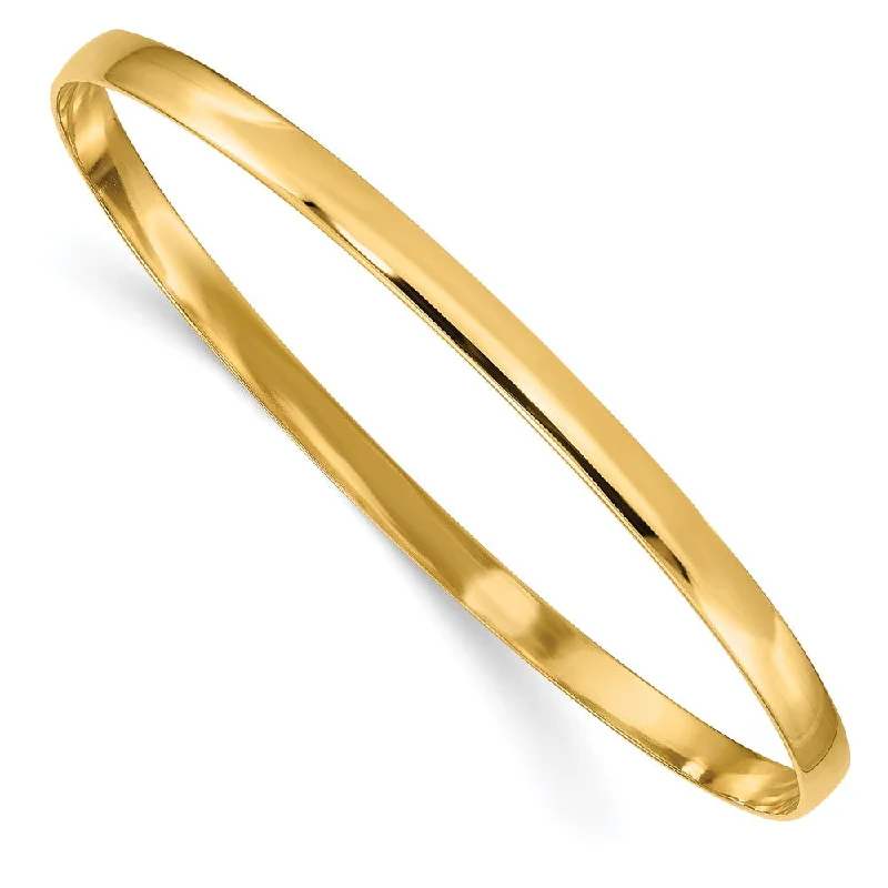 Elevate Your Jewelry Collection With Limited-Time Savings 4mm 14k Yellow Gold Polished Half Round Solid Bangle Bracelet