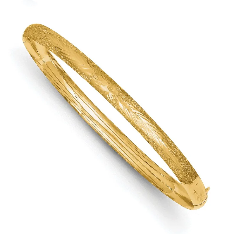 Shop Trending Jewelry With Exclusive Savings 5mm 14k Yellow Gold Laser Cut Hinged Bangle Bracelet, 8 Inch