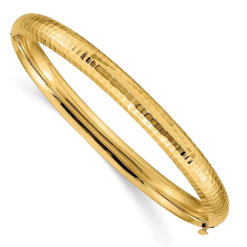 Fashion-Forward Jewelry At Incredible Prices 6.5mm 14k Yellow Gold Hammered Domed Hinged Bangle Bracelet