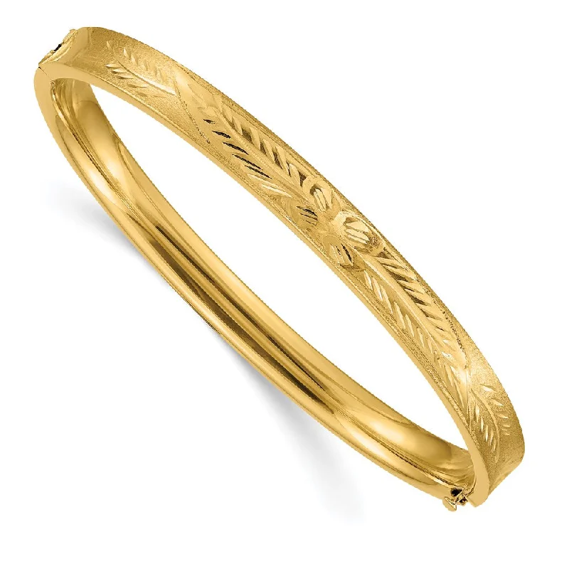 Dainty And Elegant Jewelry Now At Reduced Prices 6mm 14k Yellow Gold Diamond Cut Concave Hinged Bangle Bracelet, 8 Inch