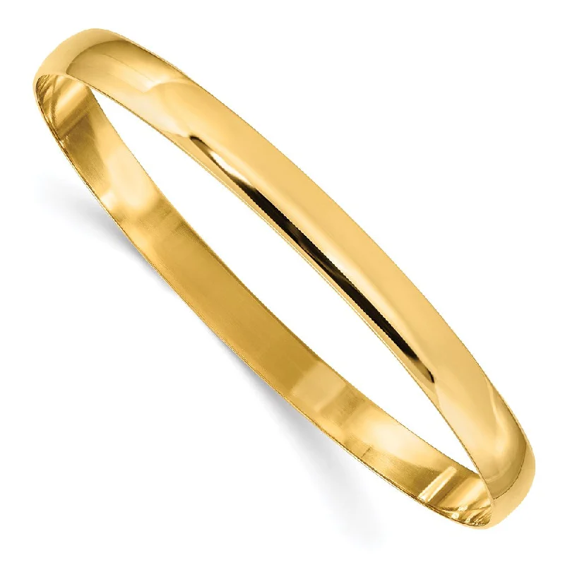 Fashion-Forward Jewelry At Exclusive Discounts 6mm 14k Yellow Gold Polished Half Round Solid Bangle Bracelet