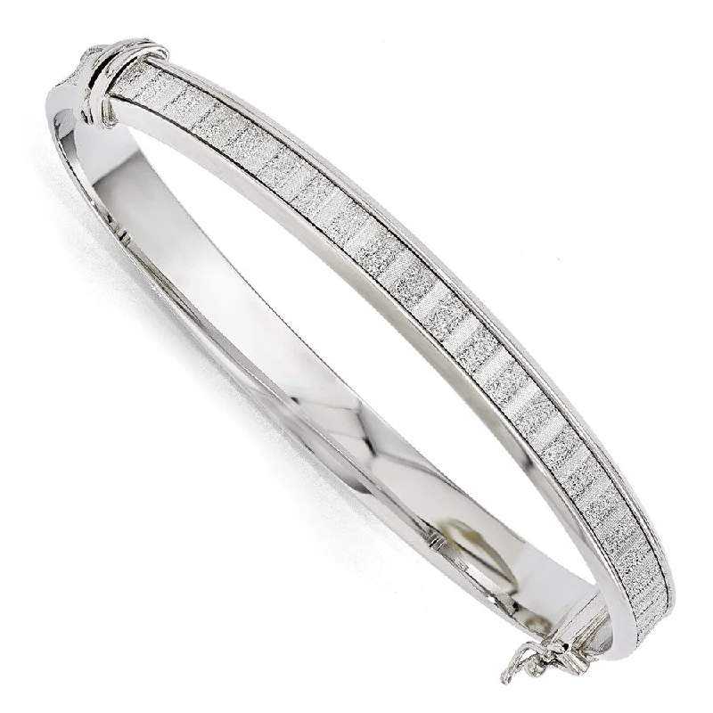 Special Offers On Handcrafted And Designer Jewelry 7mm Sterling Silver Glitter Inlay Hinged Bangle Bracelet