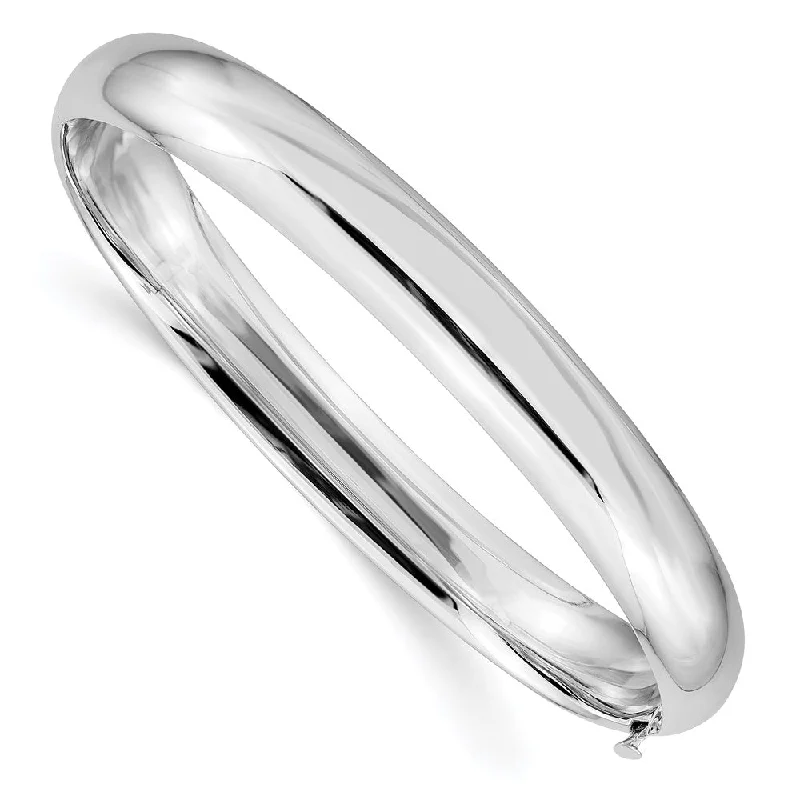 Personalized Jewelry Sale – Unique Pieces At Great Prices 8mm 14k White Gold High Polished Domed Hinged Bangle Bracelet