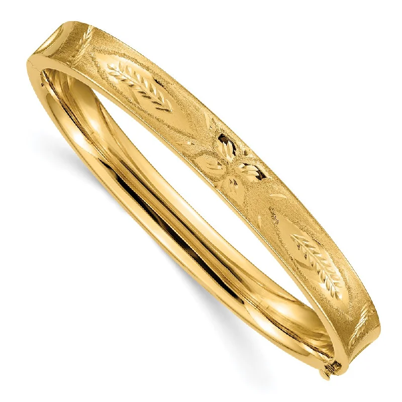 Personalized Jewelry Sale – Unique Gifts At Low Prices 8mm 14k Yellow Gold Diamond Cut Concave Hinged Bangle Bracelet, 8 Inch