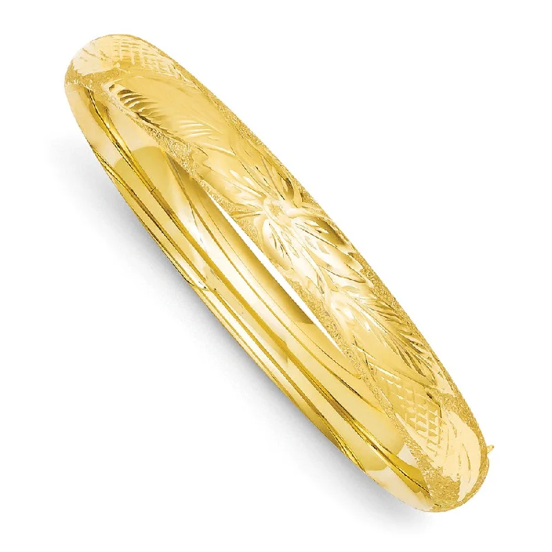 Shop Stylish Jewelry Now And Save Big 8mm 14k Yellow Gold Laser Cut Domed Hinged Bangle Bracelet, 8 Inch