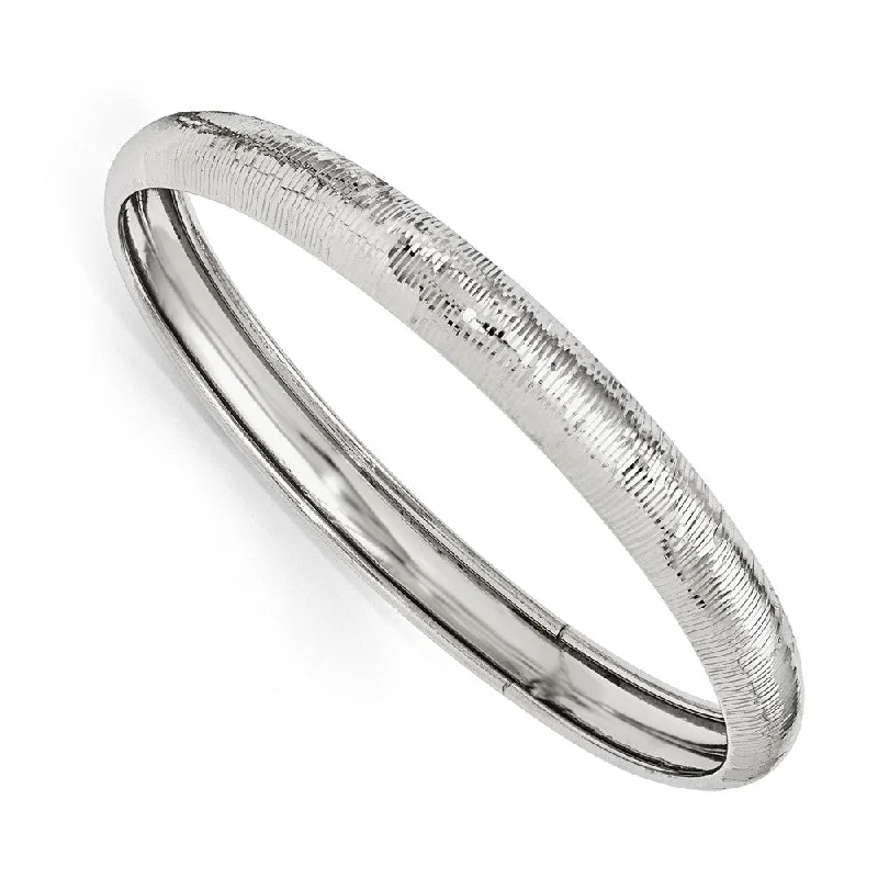 Stunning Statement Jewelry, Unbeatable Discounts 9mm Sterling Silver Textured Domed Bangle Bracelet