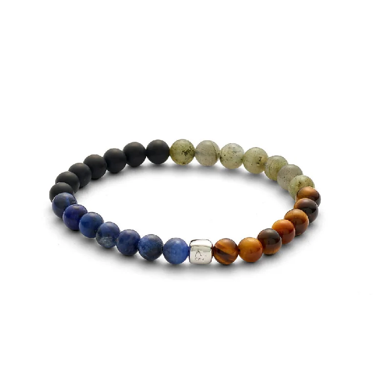 Fashion-Forward Jewelry At Incredible Prices ColorUp Goa (6mm) Silver Bracelet w. Onyx, Tiger's Eye & Laboradorite