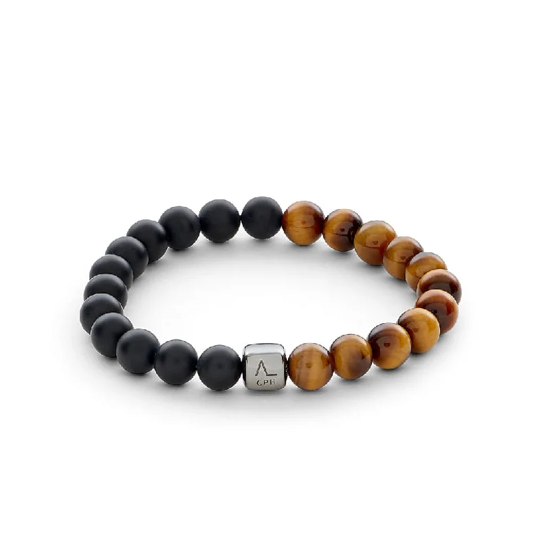 Affordable Luxury Jewelry For Every Occasion ColorUp London (8mm) Silver Bracelet w. & Tiger's Eye