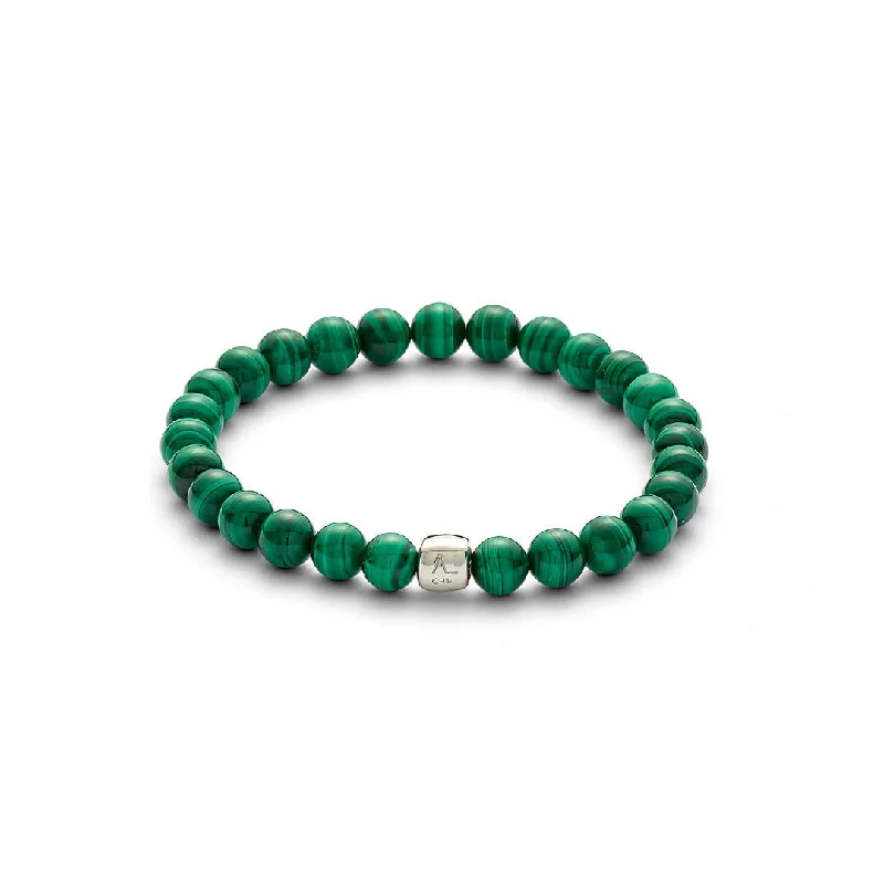Handcrafted Jewelry Sale – Unique Designs At Low Prices ColorUp (6mm) Silver Bracelet w. Malachite