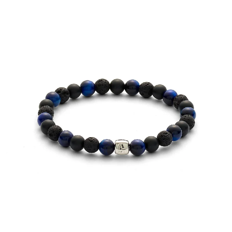 Luxury Jewelry Sale – Sparkle For Less ColorUp Paris (6mm) Silver Bracelet w. Tiger's Eye & Onyx
