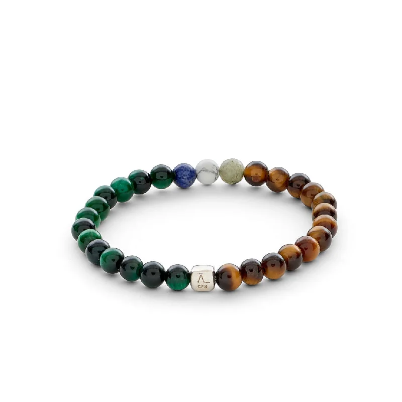 Unique Jewelry Designs Now At Discounted Rates ColorUp (6mm) Silver Bracelet w. Tiger's Eye & Laboradorite