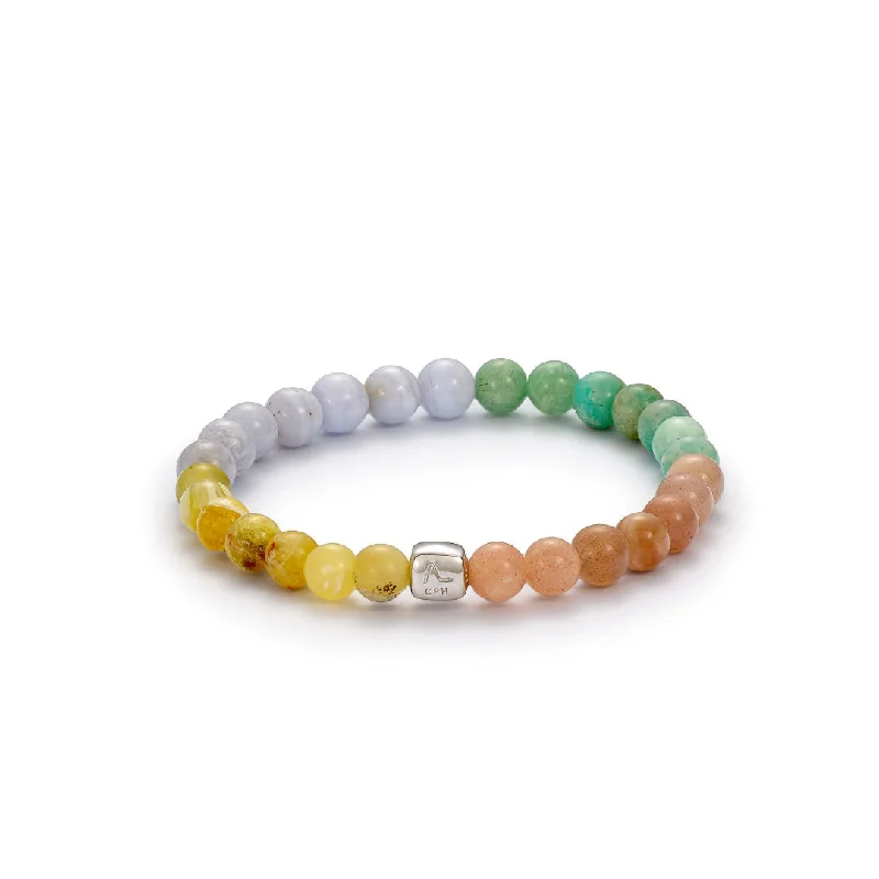 Grab Your Dream Jewelry At The Lowest Prices ColorUp Tulum (6mm) Silver Bracelet w. Moonstone, Agate, Opal & Amazonite