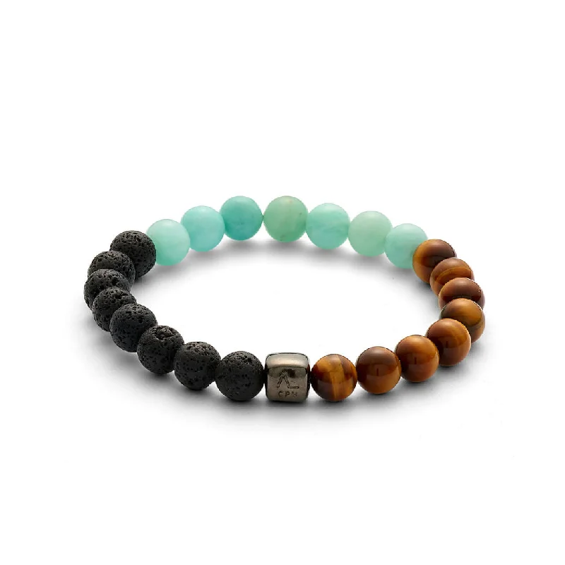 Holiday Jewelry Sale – Perfect Gifts At Great Prices ColorUp Waikiki (8mm) Silver Bracelet w. Amazonite & Tiger's Eye