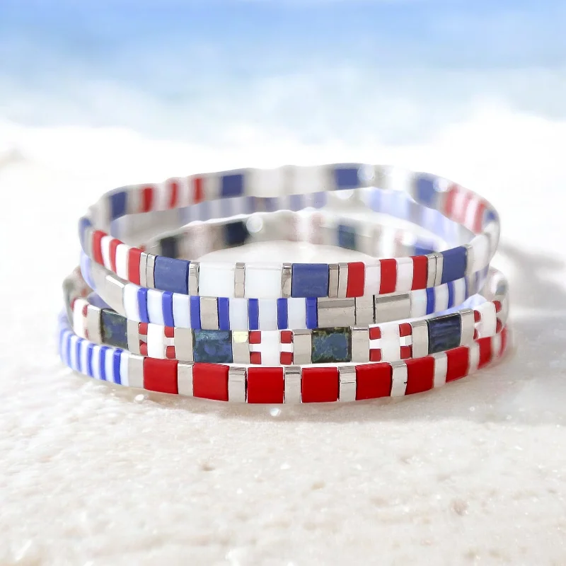 Affordable Glamour – Premium Jewelry At Special Prices AMERICANA - Tila Bead Bracelet Stack