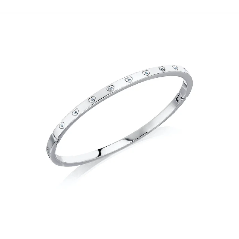 Flash Sale On Elegant Jewelry – Don't Miss Out Aqua Crystal Heart Bangle (Silver)