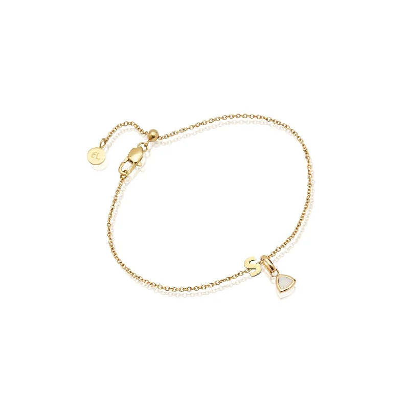 Adjustable Charm Bracelets For A Perfect Fit Birthstone & Little Luxe Letter Bracelet (Gold)