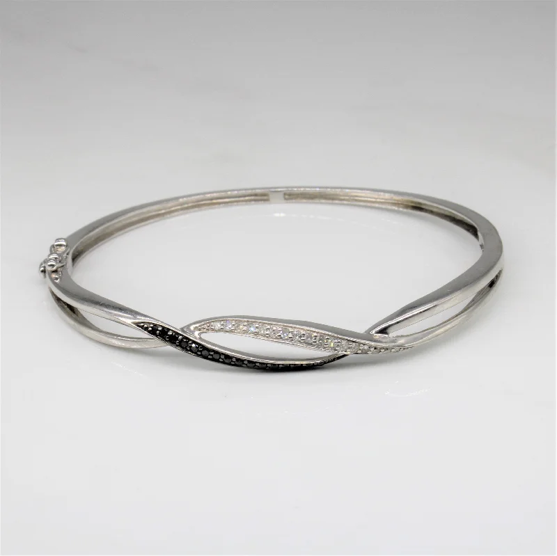 Luxury Jewelry Without The Luxury Price Tag Black & White Diamond Bangle Bracelet | 0.16ctw | 6.5" |