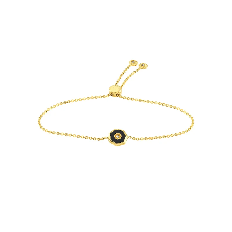 Shop Signature Jewelry Styles At Exclusive Prices Black Enamel/3.9pt Diamond Bolo Bracelet