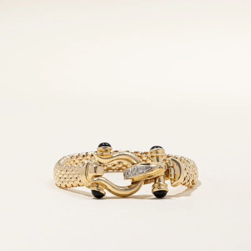 Limited-Stock Jewelry Sale – Shop Before It's Gone Black Onyx & Diamond Closure Bracelet | 1.60ctw, 0.10ctw | 7.5" |