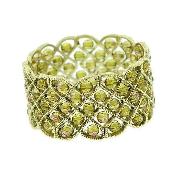 Don't Miss These Dazzling Jewelry Discounts 2028 Jewelry Olivine Green Ab Crystal Beaded Lattice Stretch Bracelet