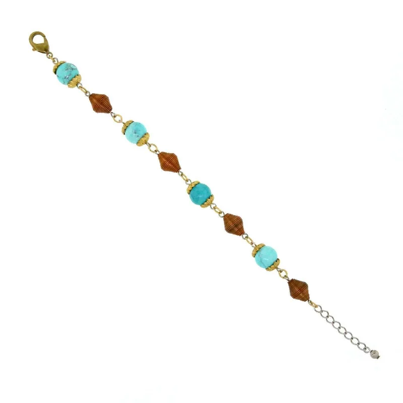 Grab Your Favorite Jewelry At The Lowest Prices T.R.U. Genuine Howlite Dyed Turquoise Copper Beaded Bracelet