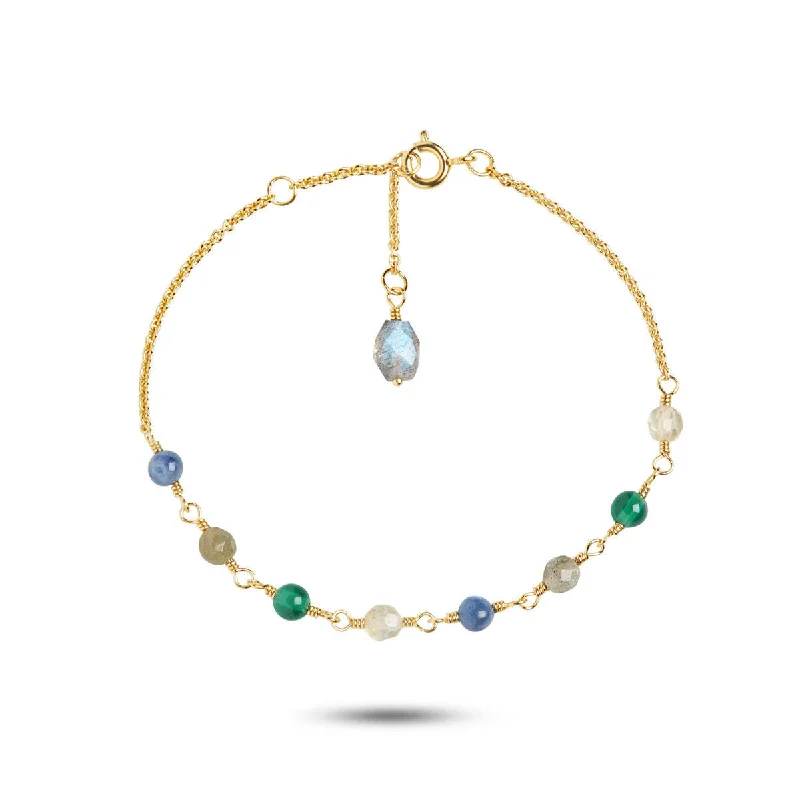 Timeless Elegance Now At Special Discounts Gem Candy Confidence 18K Gold Plated Bracelet w. Kyanite, Laboradorite, Agate & Citrin