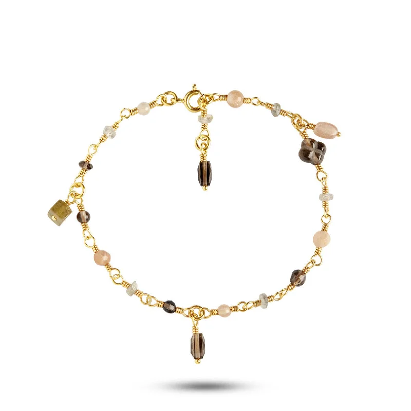 Seasonal Jewelry Clearance – Best Styles At The Lowest Prices Gem Candy Purity 18K Gold Plated Bracelet w. Laboradorite, Quartz & Moonstone