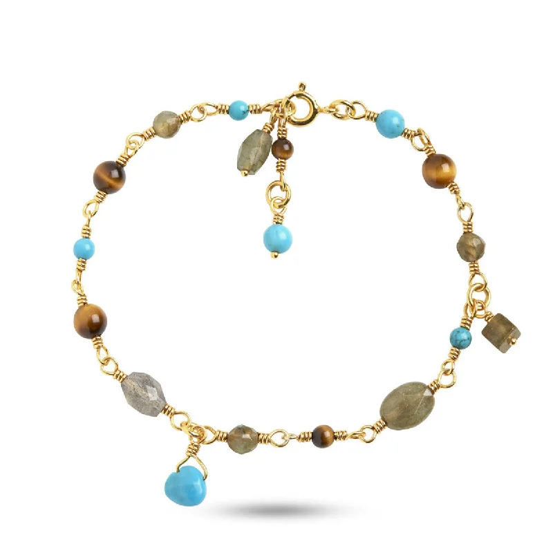 Luxury Meets Affordability – Jewelry Sale Live Now Limited Edition Bracelet Brown, Grey & Blue 18K Gold Plated Bracelet