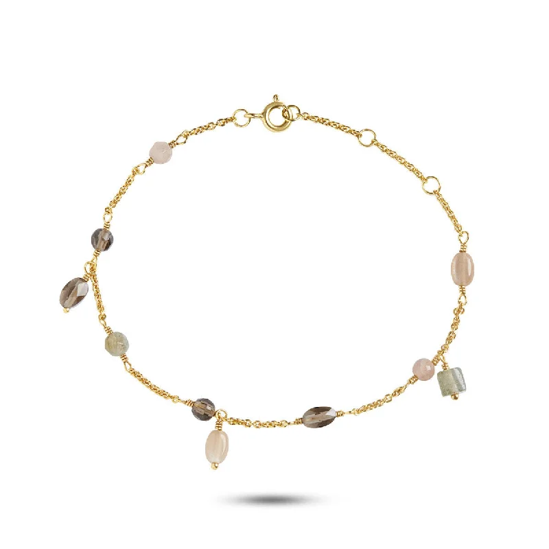 Exclusive Gemstone Jewelry Markdowns – Shop Now Limited Edition Grey, Brown & Pink 18K Gold Plated Bracelet