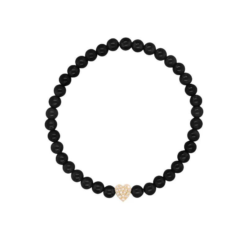 Buy More, Save More On Stunning Jewelry Designs Black Heart 18K Gold Plated Bracelet w. Onyx & Diamond