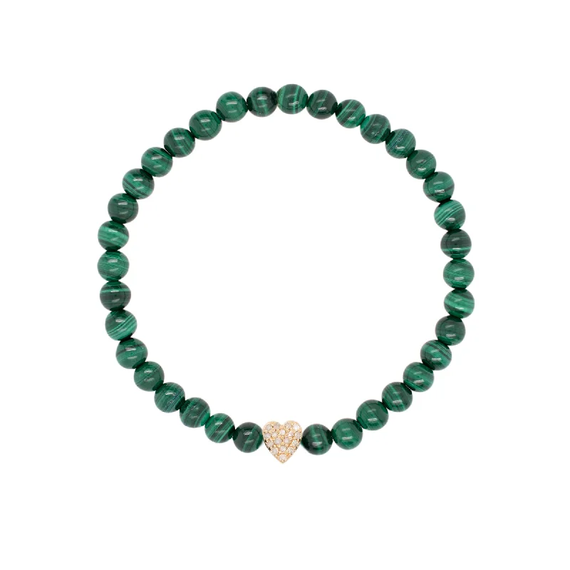 Exclusive Jewelry Bundles At Discounted Rates Heart 18K Gold Plated Bracelet w. Malachite & Diamond