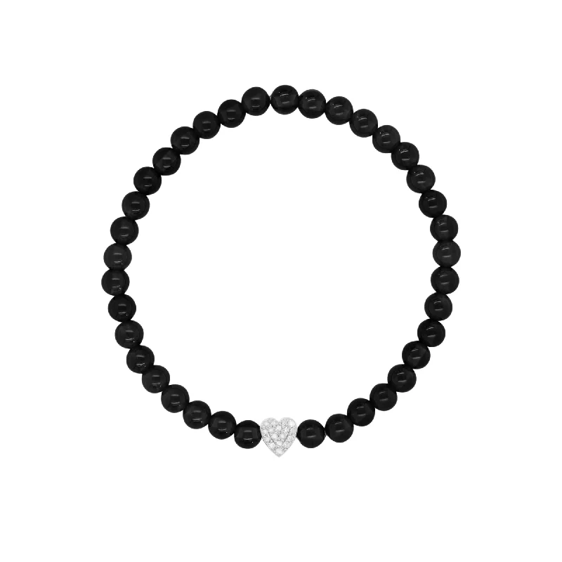 Seasonal Jewelry Sale – Upgrade Your Style Today Black Heart Silver Bracelet w. Onyx & Diamond