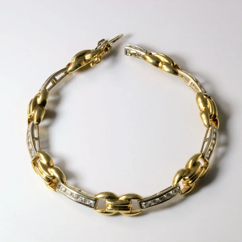The Ultimate Jewelry Sale – Shop Premium Styles Channel Set Diamond Two Tone Gold Chain Bracelet | 0.88ctw | 7.5"|