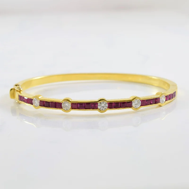 Eco-Friendly Sustainable Jewelry For Conscious Buyers Channel Set Diamond & Ruby Bangle | 0.85ctw, 2.80ctw | 8" |