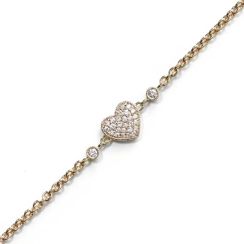 Elegant Jewelry, Affordable Luxury – Shop Now Heart 18K Gold, Rosegold or Whitegold Bracelet w. Diamonds