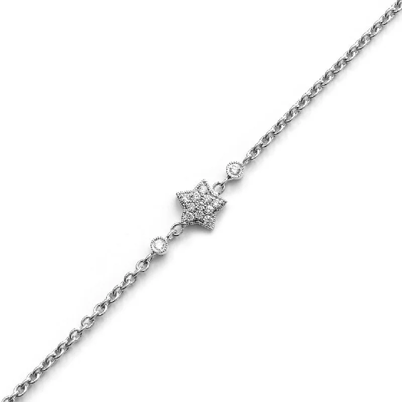 High-End Jewelry, Now More Affordable Than Ever Small Star 18K Gold, Rosegold or Whitegold Bracelet w. Diamonds