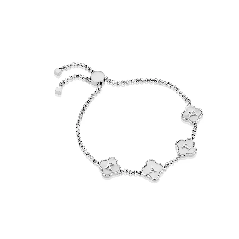 Luxury Jewelry Without The Luxury Price Tag Clover Custom Name Bracelet (Silver)