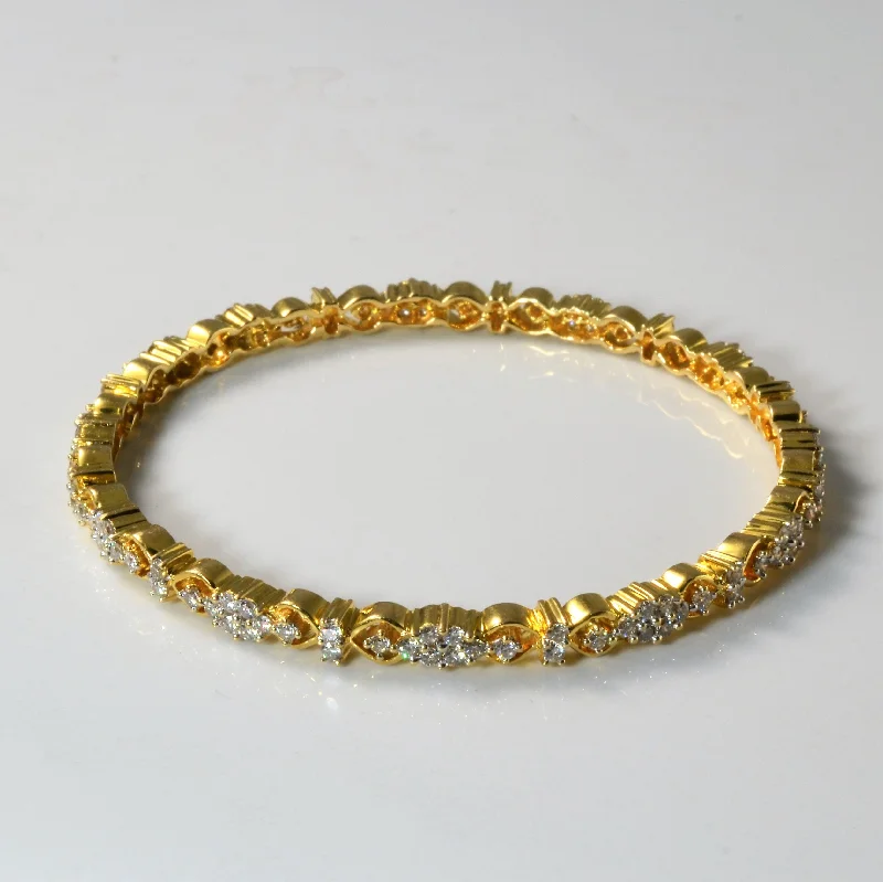 Affordable Gold-Plated Jewelry For Modern Fashion Cluster Diamond Filigree Gold Bangle | 2.23ctw | 8"|