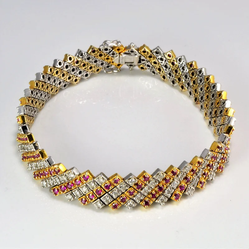 Luxury Meets Affordability – Jewelry Sale Live Now Cluster Diamond & Ruby Heavy Chain Bracelet | 1.75 ctw, 7.5''|