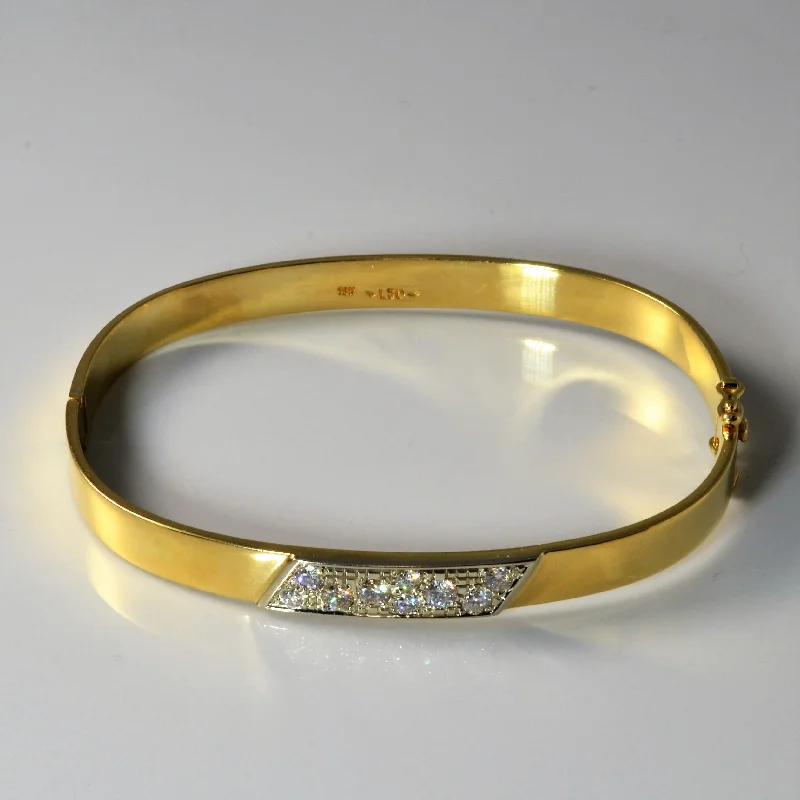 Modern Statement Jewelry For Bold Styling Cluster Diamond Solid Gold Bangle | 8"|