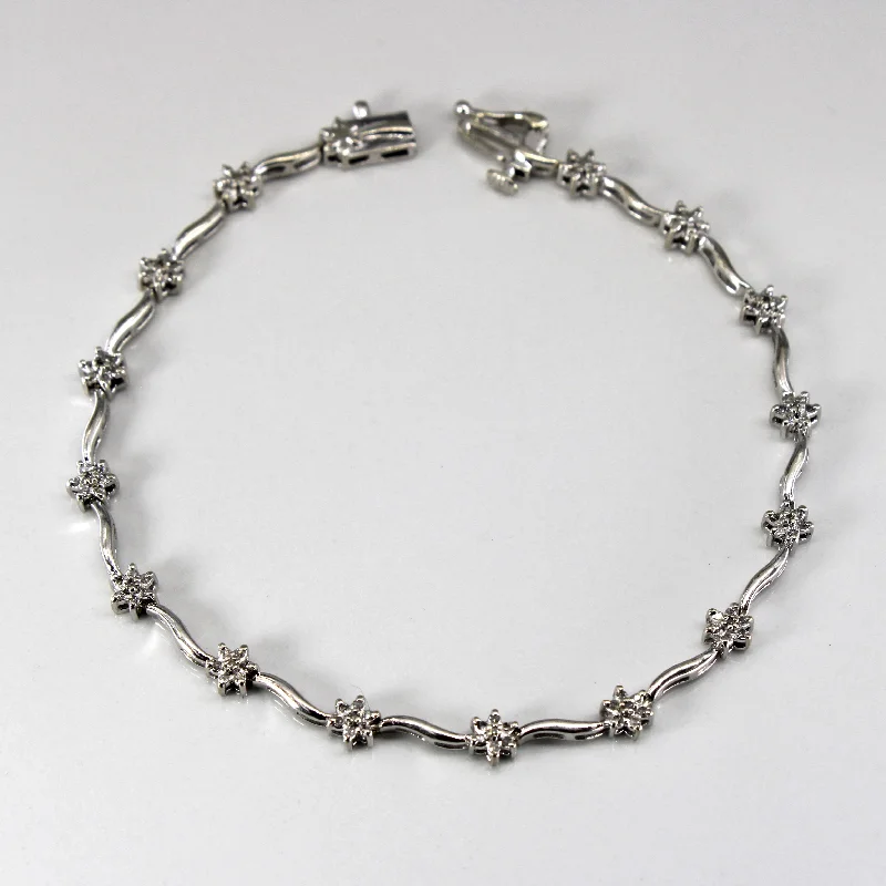 Romantic Heart-Shaped Jewelry For Special Gifts Cluster Diamond Tennis Bracelet | 0.21ctw | 8"|