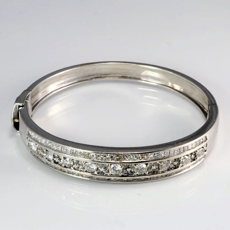 Handmade Pearl Jewelry For Timeless Elegance Cluster Diamond Hinged Bangle | 3.75 ctw, 6.5''|