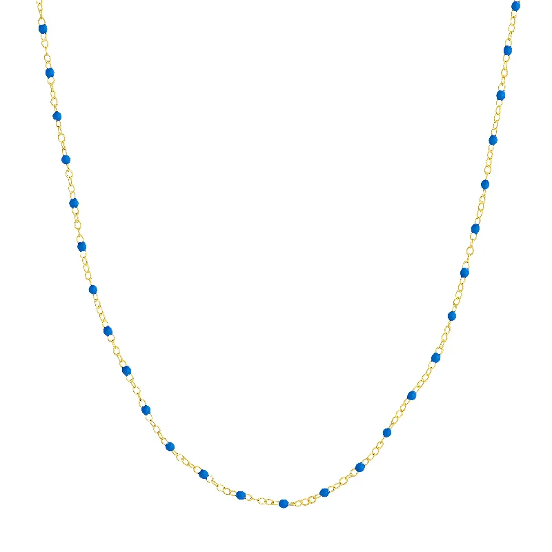 Buy More, Save More On Stunning Jewelry Pieces Cobalt Enamel Bead on Piatto Chain