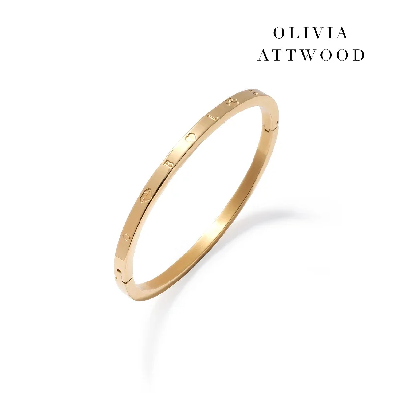 Breathtaking Jewelry, Breathtaking Prices Custom Stamped Bangle (Gold)