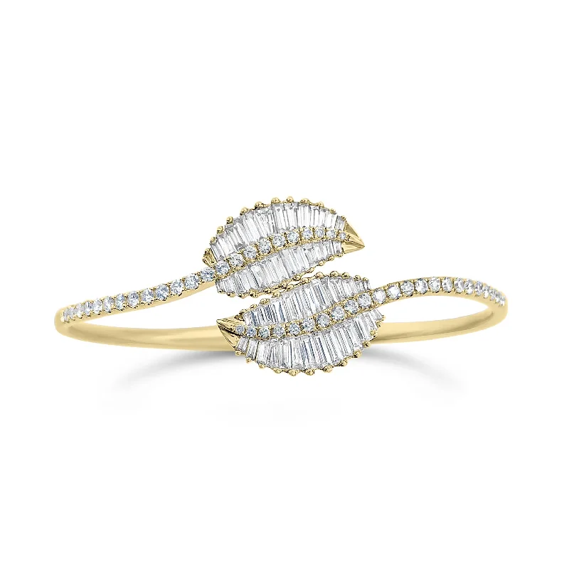 Clearance Sale On High-End Jewelry Collections Diamond Bypass Leaf Bangle