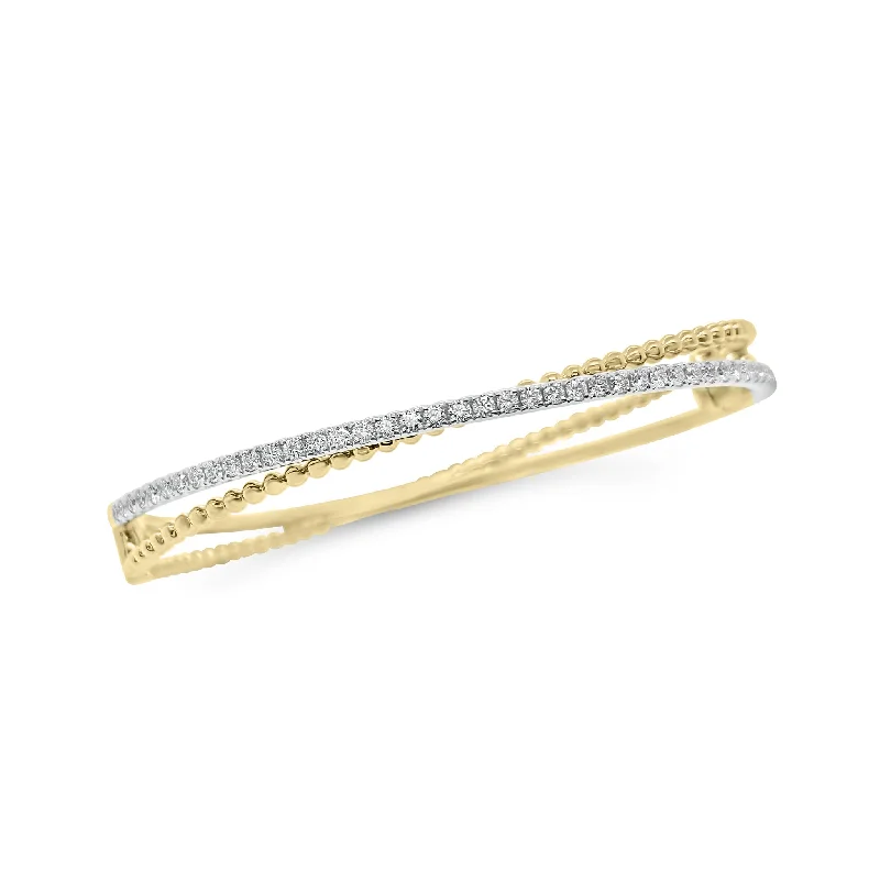 Dainty And Elegant Jewelry Now At Reduced Prices Diamond Two-Tone Crossover Bangle Bracelet