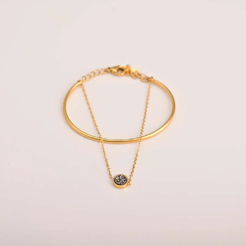 Dainty And Elegant Jewelry Now At Reduced Prices Double Layer Stone Cuff Bracelet